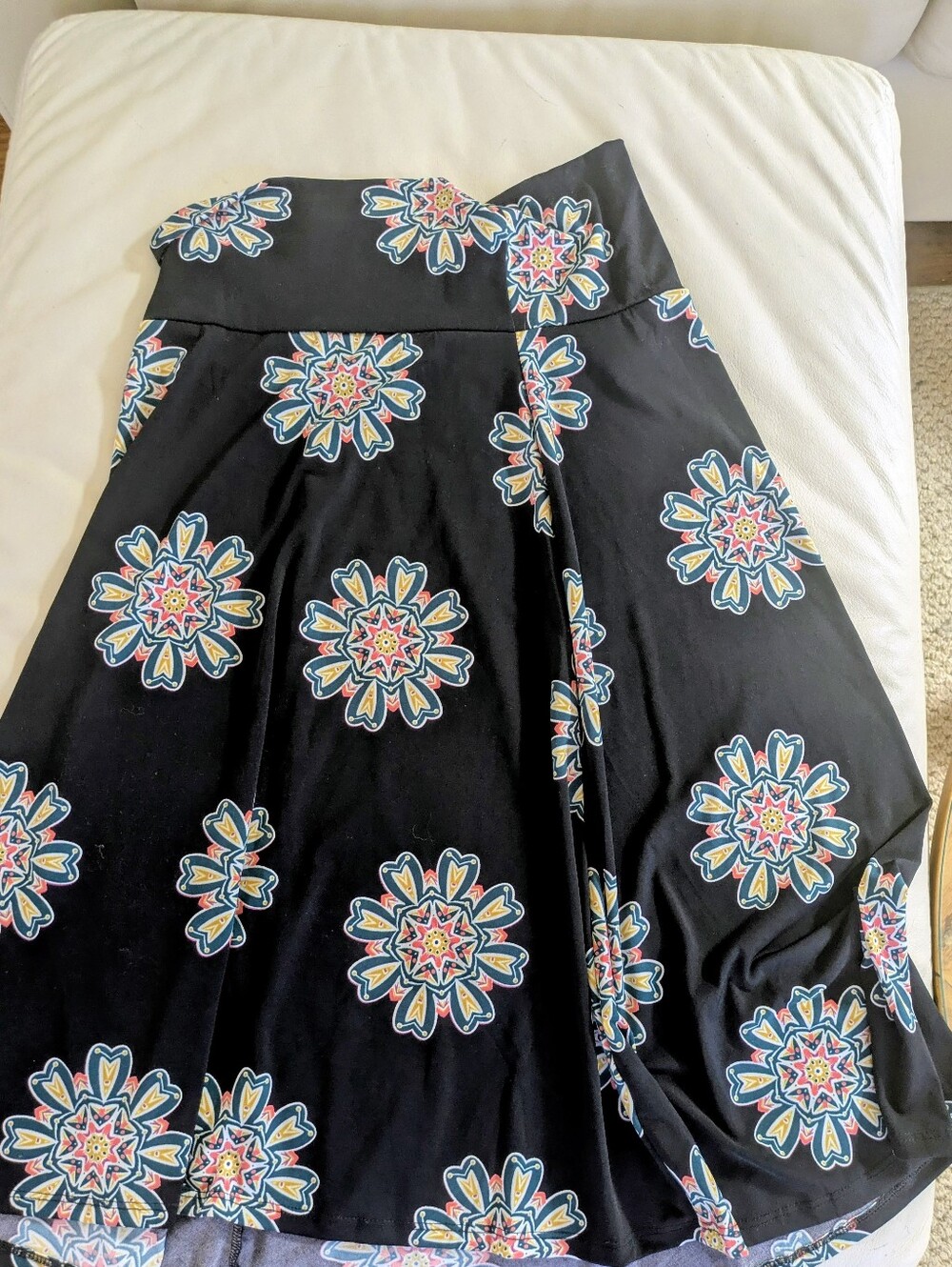Black Floral Medallion A-Line Skirt